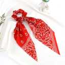 TOBATOBA Paisley Scrunchies with Ribbon Tails, Elastic Ponytail Holders for Women's Hair Accessories