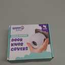 Child Safety Door Knob Cover (4 Pack) Hard-to-Remove Dual-Lock Door Handle Covers for Kids - Reusable Baby Proof Door Knob Locks - Installs Easily, No Tools Needed (White)