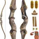 oubert Black Hunter Bow 60" Archery Takedown Recurve Bow 20-60 Lbs | Right Hand Hunting Bow, with Stringer Tool, Wooden Riser, Archery Bow Set, for Adults Shooting Practice