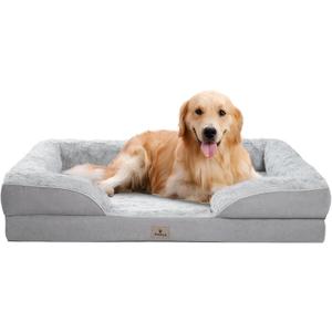 XL Orthopedic Dog Beds Large Sized Dog - Washable Large Dog Cat Bed Waterproof, Comfort Dogs Couch Sofa with Washable Removable Cover, Pet Bed with Nonskid Bottom, Light Grey, 48"