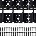 Self-Closing Gate Hinges Heavy Duty for Vinyl/Wooden Fence Gates, 90 Degree Adjustable Gate Door Hinges Hardware Kit with Swing Adjuster Tool and Self-Tapping Screws, 4 Pack, Black Finish