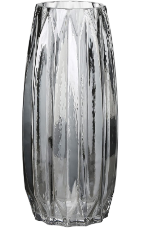 Black Grey Glass Vase with Modern Ribbed for Flowers, Candles, and Decorative Accents - Tall/Short Glass Vase for Centerpieces Home Table Decor(Grey H7.87inch)
