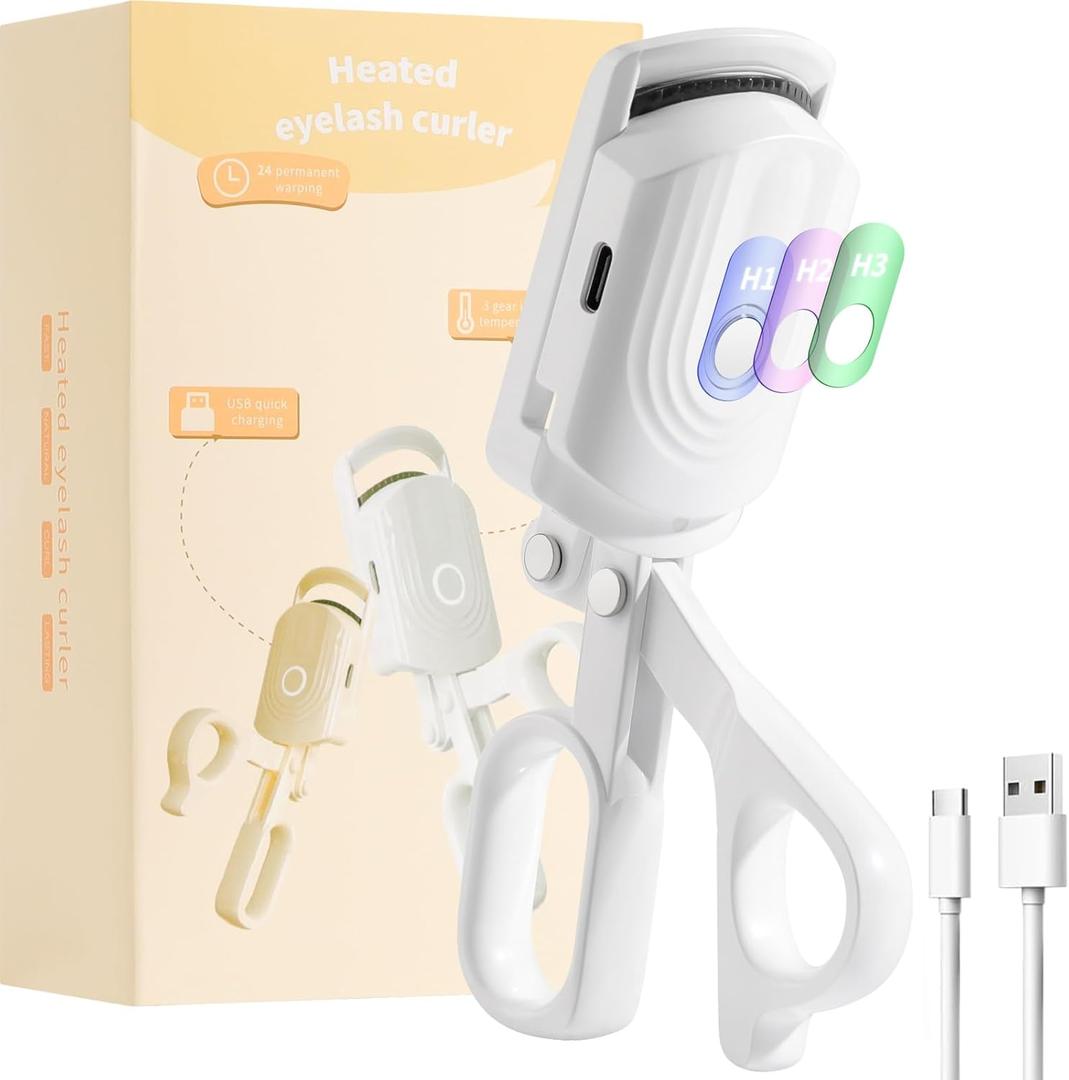 Docolor Heated Eyelash Curler Fast Heat Up Within 10s, 24 Hours Long Lasting Electric Eyelash Curler 3 Temperature Modes With USB Rechargeable Safe Lash Curler Quick Natural Curling Eye Lashes