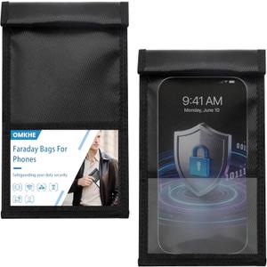 2 Pack Military Grade Faraday Bags for Smartphones, Magnetic Closure Go Dark Faraday Bags, Emf Blocker for Cell Phone Case Signal Blocking Pouch, Waterproof Anti-Theft Protection,Anti-Tracking