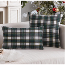 MIULEE Fall Set of 2 Scottish Tartan Plaid Throw Pillow Covers Farmhouse Classic Decorative Outdoor Square Cushion Cases for Halloween Thanksgiving Decor Sofa Couch 16x16 Inch, Black and White