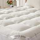 BEDLORE Queen Mattress Topper Viscose Derived from Bamboo, Thick Pillow Top Mattress Pad with Stretchable Pockets for 6-18 inches Mattress, Soft Mattress Topper for Back Pain Relief