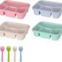 Bento Box Adult Lunch Box 4 Pack Lunch Containers 4-Compartment Reusable Food Storage Snack Containers Dishwasher Safe Stackable for Work & Travel