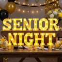 Honoson 11 Pcs Senior Night Party Decorations Senior Night Letter LED Lights Sign Neon Marquee Lights Table Decoration for High School College Grad Prom Party Supplies