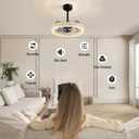 Ceiling Fan with Lights and Remote, 20'' Modern Flush Mount LED Fan Light, 3000-6000K Dimmable Low Profile Fandelier Ceiling Fans for Bedroom, Kitchen, Living Room, Black