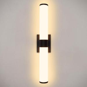Kalium 24in Modern Wall Sconces, Dimmable Bathroom Vanity Lights, 3000K Warm White LED Indoor Sconces Lighting for Bathroom, Stairs, Living Room, Bedroom, Hardwired (Black - Cylindrical 24in)