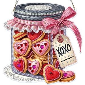 GHHKUD Cookies Gifts Diamond Art Hanging Kit for Adults, DIY Double Sided Diamond Painting Hanging Valentines Kits Adults, Special Shaped Acrylic Ornaments Pendants for Window Home Garden Wall