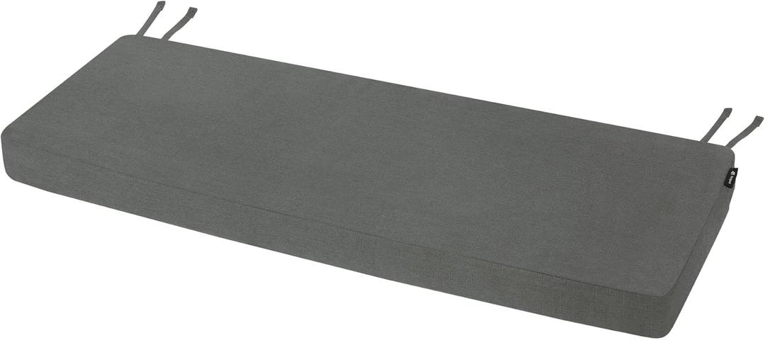 Favoyard Outdoor Bench Cushion 48 x 16 Inch Rainproof Patio Furniture Cushions 3-Year Color Fastness Garden Settee Porch Pads with Ties, Dark Gray