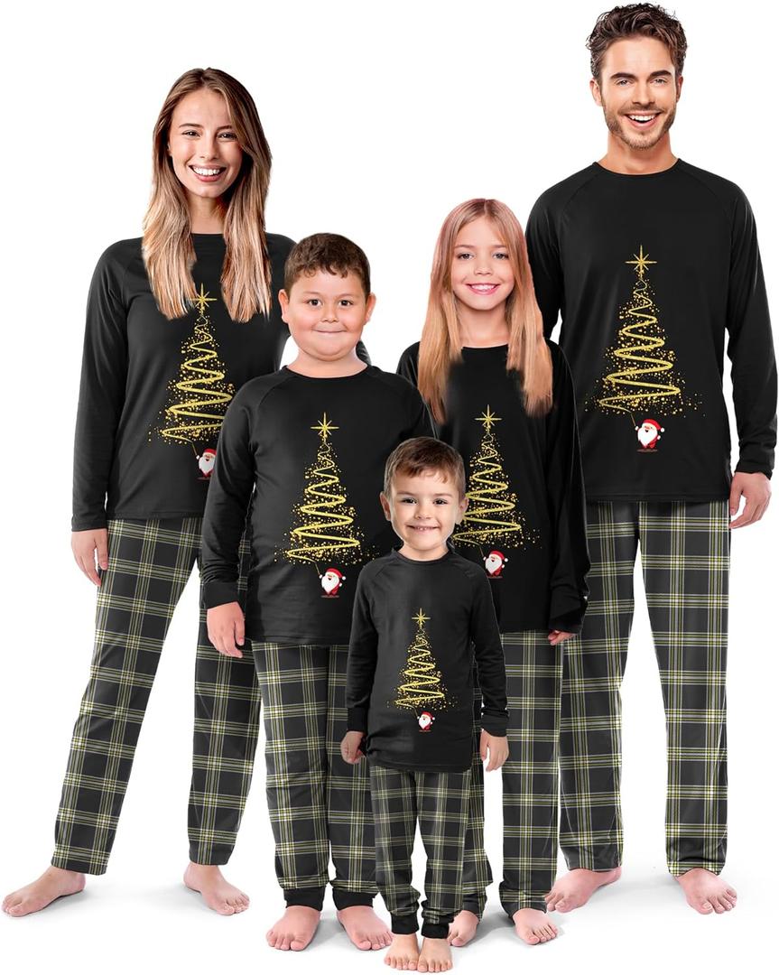 Rnxrbb 2025 Christmas Pajamas Family Matching Sets Christmas Pjs Xmas Sleepwear for Women Men Couples Adult Kids (L)