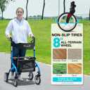 PLANET WALK Super Lightweight Rollator Walker for Seniors, Foldable Rolling Walker with Seat and 8" Rubber Wheels for All Terrain, Unique Design Aluminium Frame Sturdy Walkers for Traveling - Blue