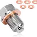 Ziciner M141.5 Magnetic Oil Drain Plug, Aluminum Stainless Steel Sump Drain Nut Bolt with 5 Copper Gaskets, Leakproof Replacement Car Accessories Universal for Most Vehicles