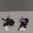 Ling's moment Boutonniere for Men, 2pcs Groom Groomsmen Guest Boutonniere, Artificial Flowers for Wedding/Prom/Homecoming, etc.Deep Purple