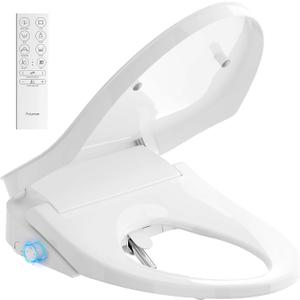 Heated Smart Toilet Seat with Feminine Wash & Dryer, Elongated Bidet with Adjustable Water Temperature, Pressure & Nozzle Position, Easy Installation & Soft-Close Lid for Modern Bathrooms