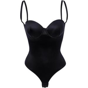 Women'S Corsets & Tights Black Deep V Sexy Women'S Underwear Body Shapewear Backless Bodysuit With Adjustable Hooks Medium