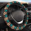 Native American Women Steering Wheel Cover, White Neoprene Universal 15 Inch Steering Wheel Protector Elastic Comfortable Car Accessories Decorations Decor Protection for Women Men Vehicle Truck SUV