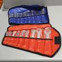 19-Piece Super Thin Open-End Wrench Set, SAE 1/4"-1-1/16" & Metric 5.527 mm, 3 mm Thickness Slim Wrench Set for Tight Spaces, Nickel Plated Flat Wrenches with Red & Blue Rolling Storage Pouches