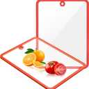 Cutting Board, Glass Cutting Boards for Kitchen, Chopping Board Set with Non-Slip Edges & Hanging Hole, Dishwasher- Safe Clear Cutting Board for Countertop, Meal Prep & Serving Red