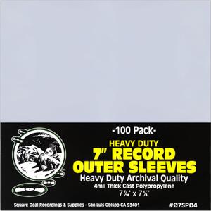 Square Deal Recordings & Supplies - 7" 45rpm Vinyl Record Outer Sleeves - Heavy Duty 4mil Thick - Archival Quality - Set of 100#07SP04