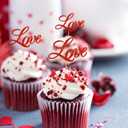 3 x BEISHIDA 12pcs Love Cupcake Toppers Happy Anniversary Cupcake Toppers Red Glitter Cupcake Decorations Love Picks for Valentine's Day Wedding Anniversary Engagement Cake Decorations Supplies