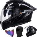 OUMURS Modular Motorcycle Helmet DOT Certified Full Face Helmet Flip up Street Motorcycle Helmets for Unisex Adult Glossy Black Full Face Motorcycle Helmet- XL