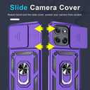 Janmitta Compatible with Moto G Stylus 5G 2026/2025 Case Built in Slide Camera Lens Cover+Screen Protector+Finger Ring Holder Kickstand,Heavy Duty Shockproof Full Body Protective Phone Cover,Purple