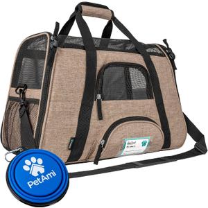 PetAmi Airline Approved Pet Carrier for Cat, Soft Sided Dog Carrier for Small Dog, Cat Travel Supplies Accessories for Indoor Cat, Ventilated Pet Carrying Bag Medium Kitten Puppy, Large Heather Taupe