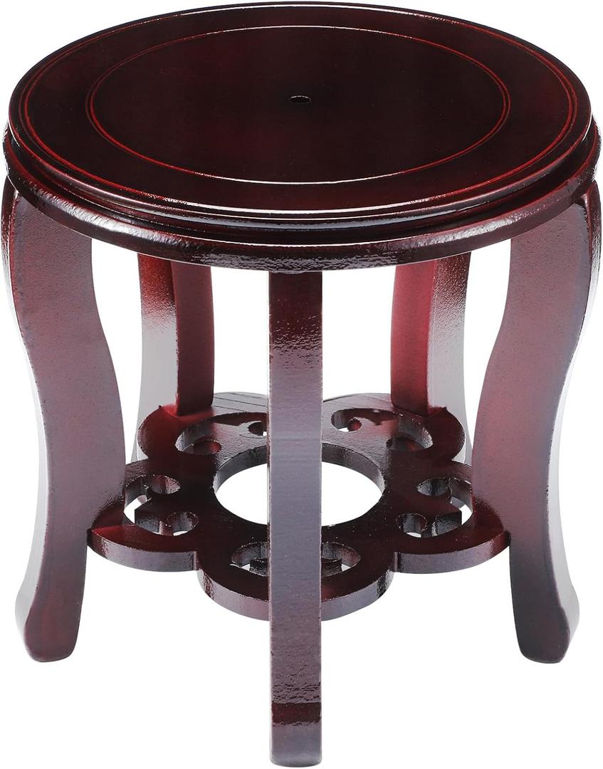 11 Inch Wooden Oriental Plant Stand Chinese Vase Pot Display Stand Round Asian Style Wood Tall Planter Display Fishbowl Fish Tank Traditional Base for Home Indoor Outdoor Decoration