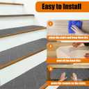 9"X36" Stair Treads Carpet Non-Slip for Wooden Steps Indoor, Machine Washable and Reusable with Tape Free Self-Adhesive Back for Pets, Set of 15, Grey