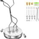24" Pressure Washer Surface Cleaner with 4 Wheels - Stainless Steel Dual Handle Surface Cleaner for Pressure Washer Attachment for Concrete, Patio, Sidewalk, Deck and Driveways - PWS 24