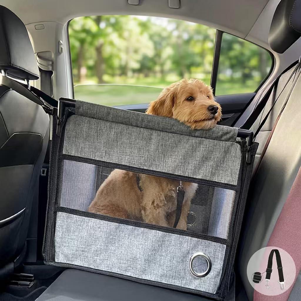 Dog Car Seat for Small to Medium Dogs Under 33lbs, Sturdy Pet Booster Car Seat Travel Carrier with Storage Pockets & Leash Detachable Washable Cover for Cars, SUVs, and Trucks