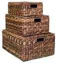 BIRDROCK HOME Abaca Nesting Baskets Set of 3 - Handwoven Storage Baskets w/Handles - Box Organizer for Household, Towels, Clothes, Nursery, Toys | Ideal Use in Living Room, Office, Kitchen & Bathroom