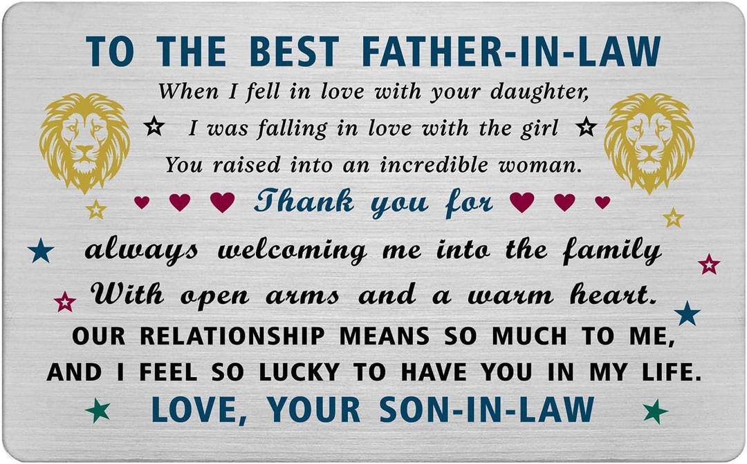 EE&YU Father in Law Card from Son in Law - Father of Bride Birthday Wedding Christmas Appreciation Gifts