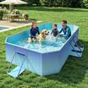 HeySplash Foldable Pool, Non-Inflatable Swimming Pool with Rigid Puncture-Proof Hard Composite Board, Kiddie Pool Outdoor Pool, Adults & Kids Pool for Backyard Garden Dog Pool 78"53"19", Blue Whale