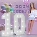 Number 10 Marquee Numbers 3 Feet Tall, 10th Birthday Decorations for Girls Boys, 10 Light Up Number for Party Large 10 Light Up Sign for Birthday Anniversary Decor