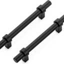 Ravinte 10 Pack 6 Inch Cabinet Pulls Matte Black Kitchen Cabinet Hardware Cupboard Handles with Square Base 6" Length,3.75" Hole Center