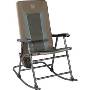 TIMBER RIDGE Outdoor Folding Rocking Chair, 29" Padded High Back Neck & Back Support, Hard Armrests for Easy Stand Up, Stable Steel Frame Supports 300 lb, Quick Fold for Patio, Lawn & RV Camping,Brown (Brown-1 Pack)