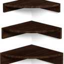 Alsonerbay Corner Shelf Wall Mount, Set of 3 Floating Shelves for Storage and Display, Rustic Wood Shelves for Bedroom, Kitchen, Living Room, Nursery and Office (Dark Brown)
