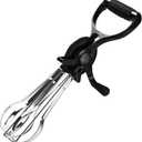 Fox Run Stainless Steel Manual Hand Mixer, Black Retro Style Egg Beater, 13" x 4"