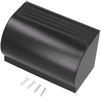 Garosa Commercial Toilet Paper Dispenser Wall Mounted Waterproof Paper Holder Tissue Box with Lid for Kitchen Bathroom Aluminum Alloy Roll Holder(Matte Black)