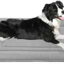 JoicyCo Dog Bed Soft Dog Crate Bed Pad Mat, 36 in Non Slip Bottom Washable Beds for Medium and Large Dogs, Pet Bed Mattress Kennel Pad, Clay Gray (36.0"L x 23.0"W x 1.2"Th)