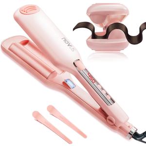 Wave Curling Iron  Adjustable Temperature for Different Hair Types, Creates Loose or Deep Waves Depending on Styling Technique