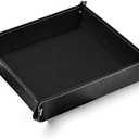 Oirlv Premium Leather Valet Tray for Men Jewelry Organizer, Desktop Storage,Key Wallets Cell Phones Catchall Tray Nightstand or Dresser Organizer Plate (Black)
