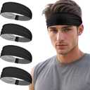 Sukeen Sports Headbands for Men, Moisture Wicking Sweat Bands Headbands Non-Slip, Breathable Elastic Sweatband, Running Headband for Yoga, Tennis, Fitness Workout (Black)