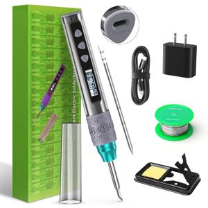 Soldering Iron Kit, Soldering Gun with OLED Digital Display, 8 Sec Fast Heating 356-896F, Auto Sleep, Includes Solder Wire, Stand, T12 Tips, Grey