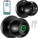 Fingerprint Door LockSmart Door Knob, Smart Biometric Door Lock Fingerprint Door knob with App Control Suitable for Bedroom,Utility Room,Apartments Offices,Hotels(Black)