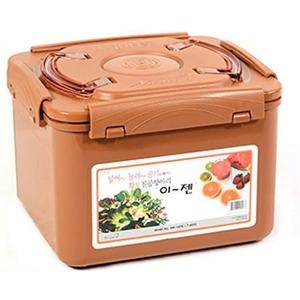 e-jen Premium Kimchi, Sauerkraut Container Probiotic Fermentation with Inner Vacuum Lid (Earthenware Brown, 1.9 gal/ 7.4L)